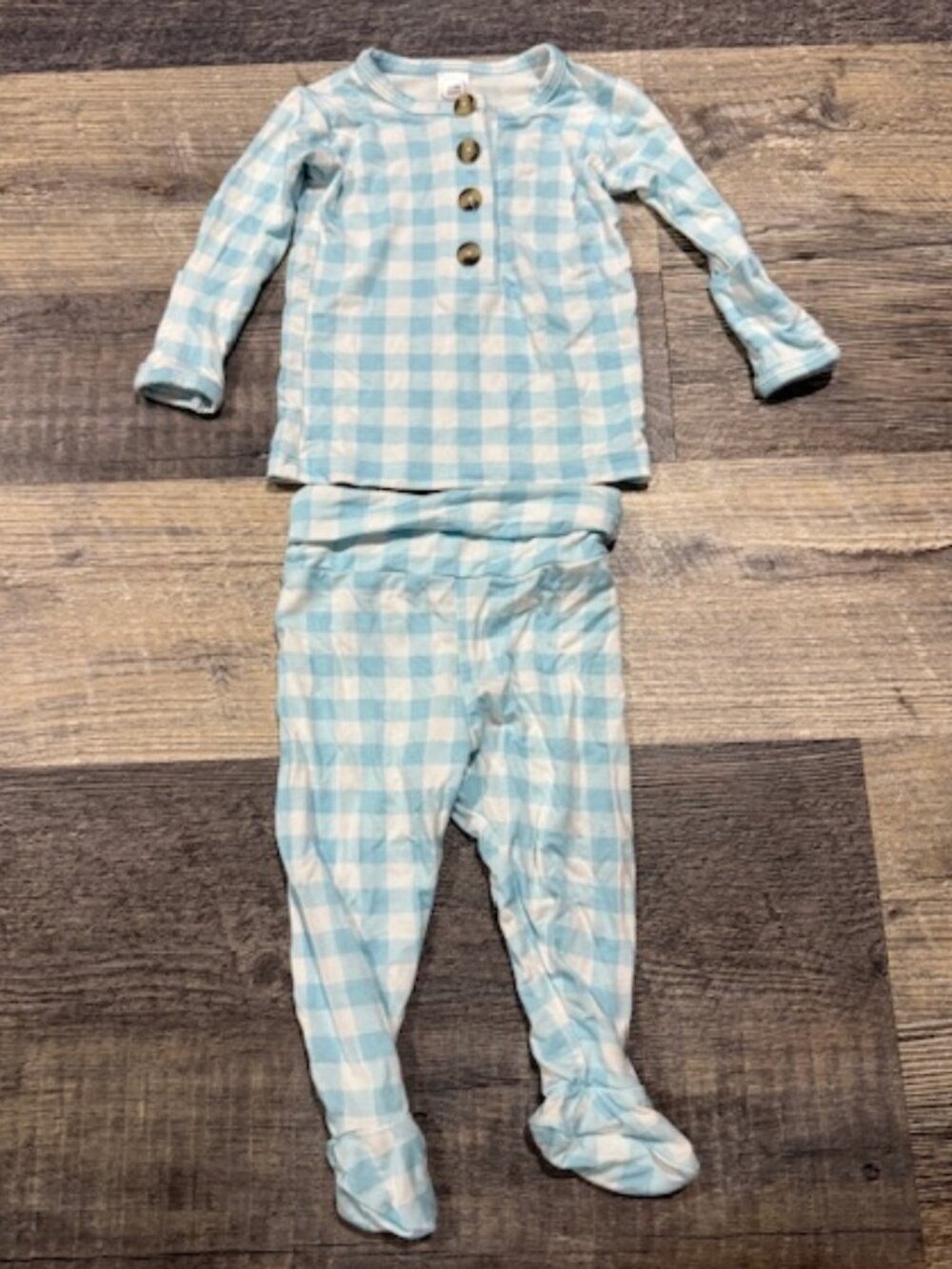 Lou Lou & Company Blue and White Gingham Kids Pajama Set